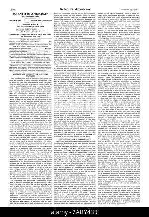 SCIENTIFIC AMERICAN gegründet 1845 MVNN & Co. Herausgeber und Eigentümer wöchentlich an Nr. 3 E4 Broadway veröffentlicht; New York 361 Broadway New York 361 Broadway New York wie der Prototyp Meter und Kilogramm sein sollte, 1908-11-14 Stockfoto