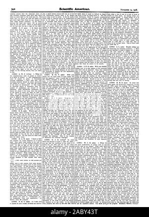 (10990) J. F. S. fragt: Wird sie freundlich (10992) A. L. fragt: Mir Bitte verpflichten (10993) R.E.S. sagt: In ihrem Val-, Scientific American, 1908-11-14 Stockfoto