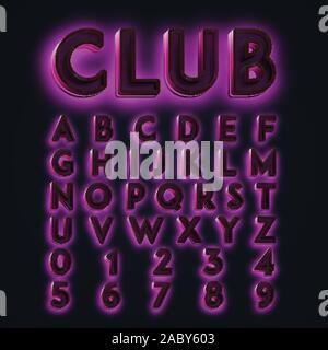 Rosa 'Club' Neonröhren typeset, Vektor Stock Vektor