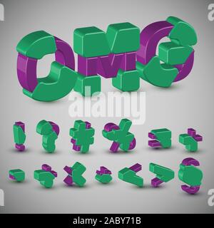 3D-farbenfrohen Charakter aus einem Schriftsatz, Vektor Stock Vektor