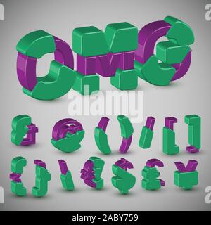 3D-farbenfrohen Charakter aus einem Schriftsatz, Vektor Stock Vektor