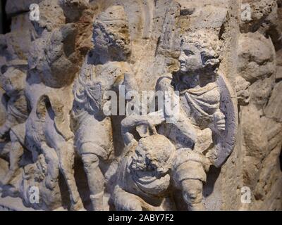 Perugia. Italien. Etruskische cinerary Urne aus dem Cacni Familie Grab in der Nähe von Perugia, Museo Archeologico Nazionale dell'Umbria (MANU - Nationale Archaeologi Stockfoto