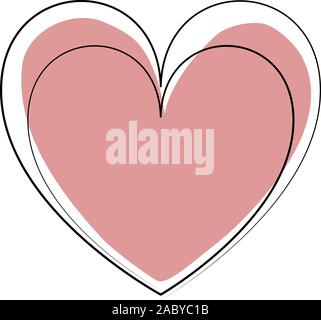 Durchgehende Linie zeichnen zwei Herzen, Schwarze und Weiße Vektor minimalistische Darstellung der Liebe Konzept. Ein oder zwei Herzen Stock Vektor