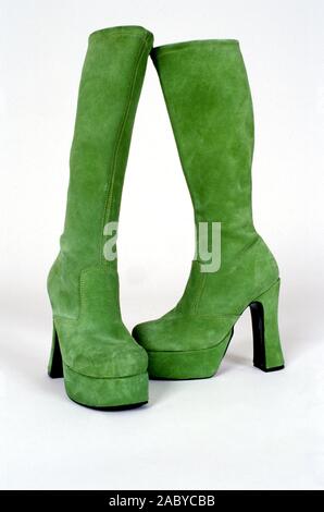 Grün, high heel Platform boots Damen Schwede. Stockfoto