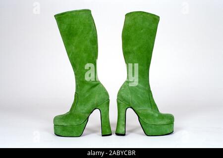 Grün, high heel Platform boots Damen Schwede. Stockfoto