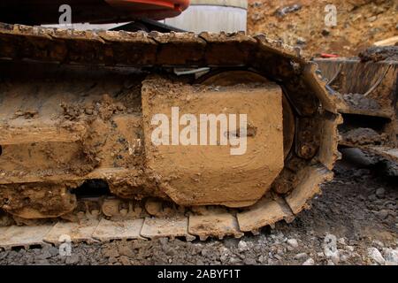 Antriebskette der eine Baumaschine Stockfoto