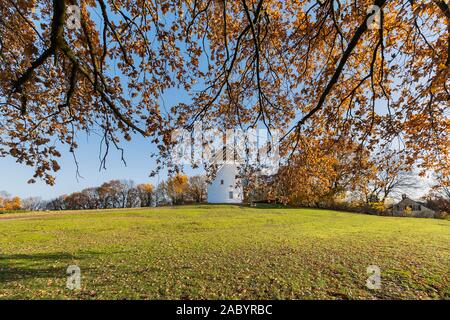 Krefeld-Traar - Blick auf Egelsberg-Windmill von der Seite mit Herbst farbige Bäume am Egelsberg, Nordrhein Westfalen, Deutschland, 29.11.2019 Stockfoto