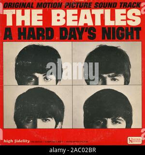 Nach einem anstrengenden Tag Nacht The Beatles - Vintage Vinyl Album Cover Stockfoto