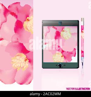 Design Elemente mit Frühling Blumen für den Urlaub. Leer für wichtiger Tag Planung mit Blumen. Hintergrund für den besonderen Tag. Design leer Angebote, Verkäufe und Präsentationen. Vector Illustration. Stock Vektor