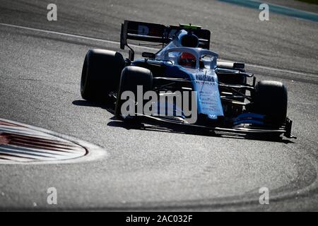 ABU DHABI, VAE - November 29, 2019: ROKiT Williams Racing polnischen Fahrer Robert Kubica konkurriert im ersten Training der Abu Dhabi F1 Grand Prix auf dem Yas Marina Circuit in Abu Dhabi. Stockfoto