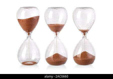 Sanduhr isoliert auf weißem Hintergrund mit Beschneidungspfad Stockfoto