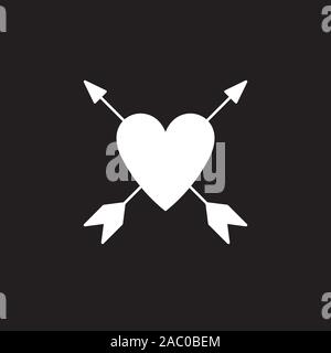 Vector Illustration, Symbol für Liebe, Hochzeit, dating, Valentinstag Grußkarten-Design. Herz durch ein Pfeilsymbol Flachbild durchbohrt. Romantik Elemente. Weiß sym Stock Vektor