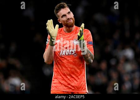 Jose Sa von Olympiakos - Tottenham Hotspur v Olympiakos Piräus, der UEFA Champions League - Gruppe B, Tottenham Hotspur Stadium, London, Großbritannien - 26 November 2019 Editorial nur verwenden Stockfoto