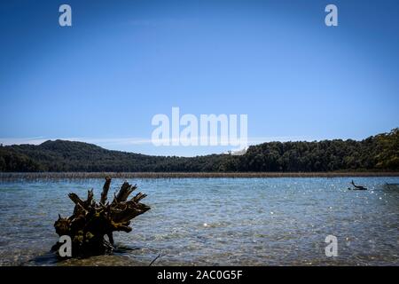 Querformat von Laguna Patagüa im Nationalpark Los Arrayanes, Villa La Angostura, Patagonien, Argentinien Stockfoto