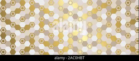 Vintage abstrakte geometrische Banner mit gold Sechsecke Hintergrund Stockfoto