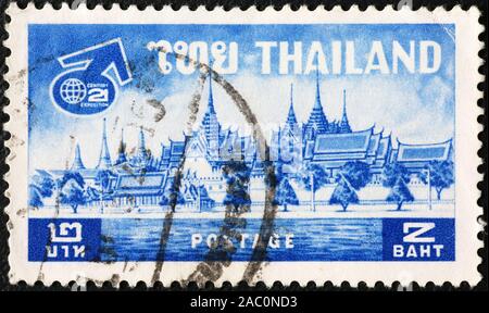 Tempel von Bangkok auf vintage Briefmarke Stockfoto