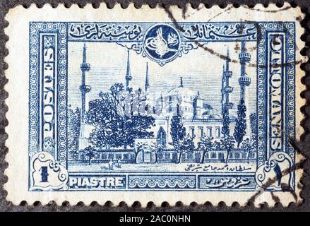 Moschee auf alten türkischen Briefmarke Stockfoto