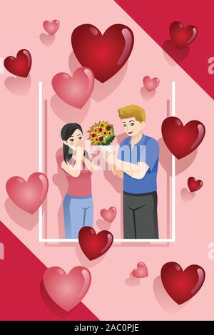 Ein Vektor Abbildung: Happy Valentinstag Konzept Paar Stock Vektor