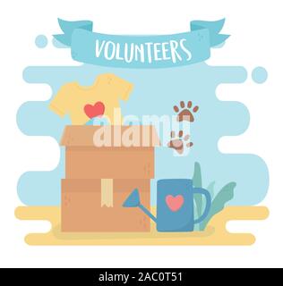 Ehrenamt, Hilfe liebe Kleidung ökologie Tiere Support Vector Illustration Stock Vektor
