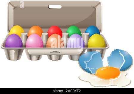 Bunte Eier im Karton Abbildung Stock Vektor
