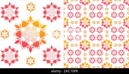 Nahtlose Design mit farbenfrohen Mandalas Muster Abbildung Stock Vektor