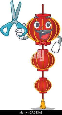 Gerne Friseur Lampion Lampion Maskottchen Zeichentrickfigur Stil Stock Vektor