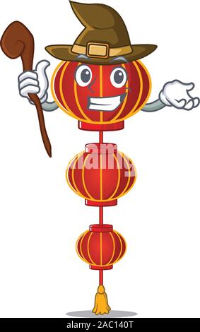Happy Halloween Hexe Lampion Lampion Zeichentrickfigur Stil Stock Vektor