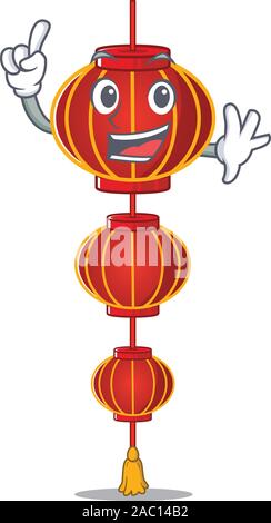 Finger Lampion Lampion in Mascot Zeichentrickfigur Stil Stock Vektor