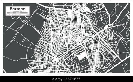 Batman Türkei Stadtplan im Retro-stil. Übersichtskarte. Vector Illustration. Stock Vektor