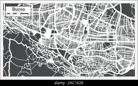 Bursa Türkei Stadtplan im Retro-stil. Übersichtskarte. Vector Illustration. Stock Vektor