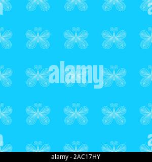 Nahtlose Muster der Schmetterlinge auf blauem Hintergrund isoliert. Hand Vector Illustration gezeichnet. Skizzieren. Stock Vektor