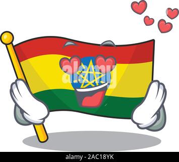 Falling In Love Happy cute Flagge Äthiopien cartoon Design Stock Vektor