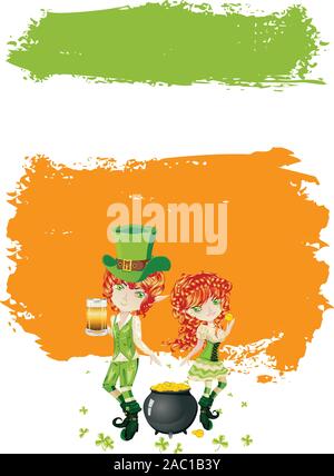 St Patrick's Day themed Abbildung mit Kobold Hintergrund. Stock Vektor