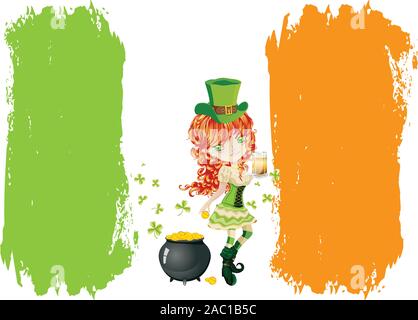 St Patrick's Day themed Abbildung mit Kobold Hintergrund. Stock Vektor