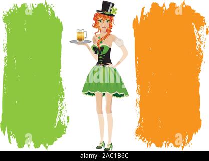 St Patrick's Day themed Abbildung mit Kobold Hintergrund. Stock Vektor