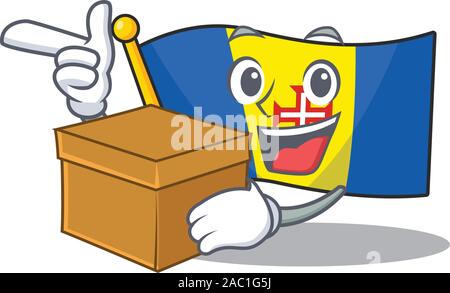 Mit box Super lustig Flagge madeira Zeichentrickfigur Stil Stock Vektor