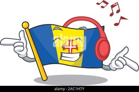 Musik Flagge madeira Maskottchen Cartoon Character Design Stock Vektor