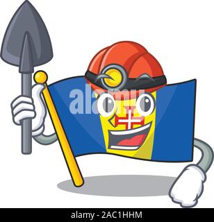 Cool Bergmann Flagge Madeira von Cartoon Maskottchen Stil Stock Vektor