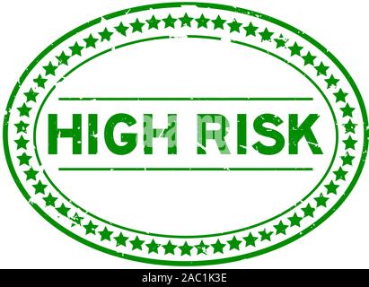 Grunge grün hohes Risiko Wort oval Gummidichtung Stempel auf weißem Hintergrund Stock Vektor
