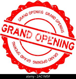Grunge red Grand opening Word runde Gummidichtung Stempel auf weißem Hintergrund Stock Vektor