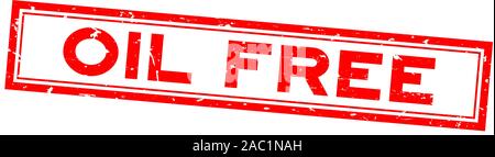 Grunge Red Oil freies Wort Gummidichtung Stempel auf weißem Hintergrund Stock Vektor