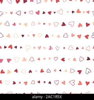Süße hand Herzen nahtlose Muster gezeichnet, romantische doodle Herz Hintergrund, großartig für Valentines Tag Textilien, Banner, Umwickeln - vektor design Stock Vektor
