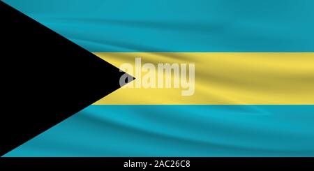 Wehende Flagge Bahamas, offizielle Farben und Verhältnis zu korrigieren. Bahamas Flagge. Vector Illustration. Stock Vektor