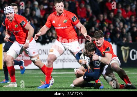 November 29th, 2019, Cork, Irland: Aktion aus dem Munster Rugby versus Edinburgh Rugby Spiel der Irish Independent Park Stockfoto