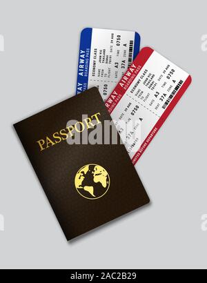 Reisepass mit Flugtickets innerhalb Stock Vektor