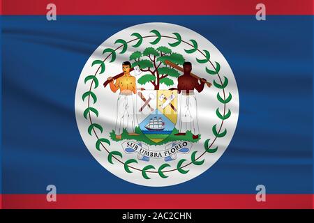 Belize Fahne schwenkten, offizielle Farben und Verhältnis zu korrigieren. Belize Flagge. Vector Illustration. Stock Vektor