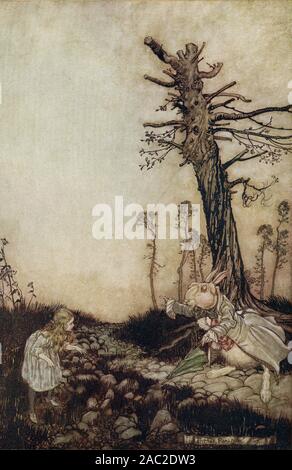 Arthur Rackham der Illustration für die Ausgabe 1907 von Alice im Wunderland von Lewis Carrol - 'Warum, Mary Ann, was Sie hier tun?" Stockfoto