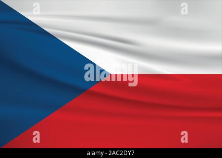 Winkende Tschechische Republik Flagge, offizielle Farben und Verhältnis zu korrigieren. Tschechien Nationalflagge. Vector Illustration. Stock Vektor