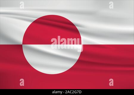 Grönland Flagge schwenkten, offizielle Farben und Verhältnis zu korrigieren. Grönland Nationalflagge. Vector Illustration. Stock Vektor