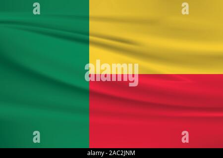 Benin Fahne schwenkten, offizielle Farben und Verhältnis zu korrigieren. Benin Nationalflagge. Vector Illustration. Stock Vektor